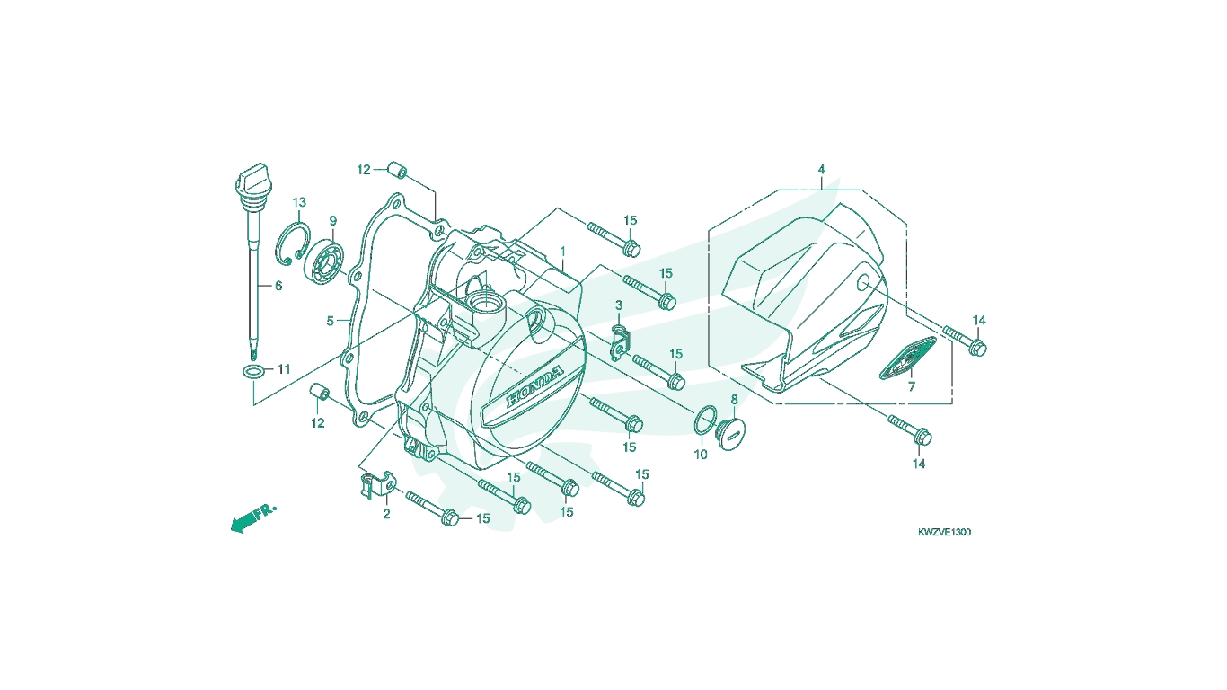 Sơ đồ phụ tùng Honda - BỘ PHỤ TÙNG E- 13 CATALOGUE LỐC MÁY TRÁI HONDA WAVE RSX FI AT