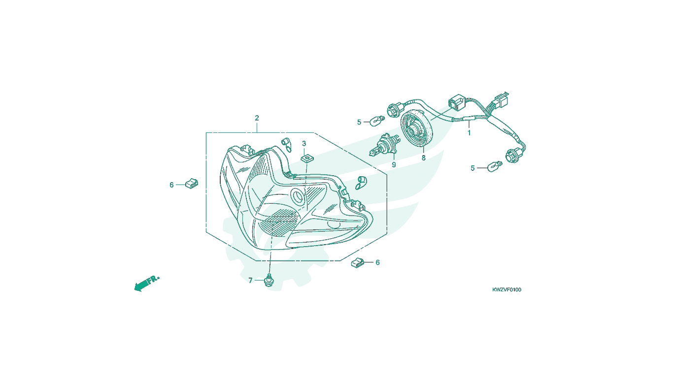 BỘ PHỤ TÙNG F- 1 CATALOGUE CỤM ĐẦU ĐÈN HONDA WAVE RSX FI AT