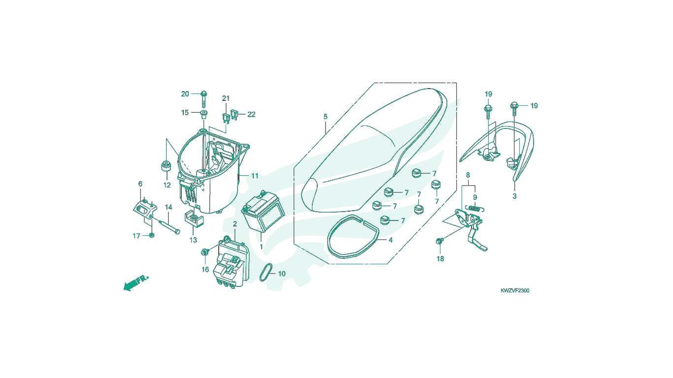 Sơ đồ phụ tùng Honda - BỘ PHỤ TÙNG F - 23 CATALOGUE YÊN XE - CỐP ĐỂ ĐỒ - ACQUI - TAY DẮT HONDA WAVE RSX FI AT