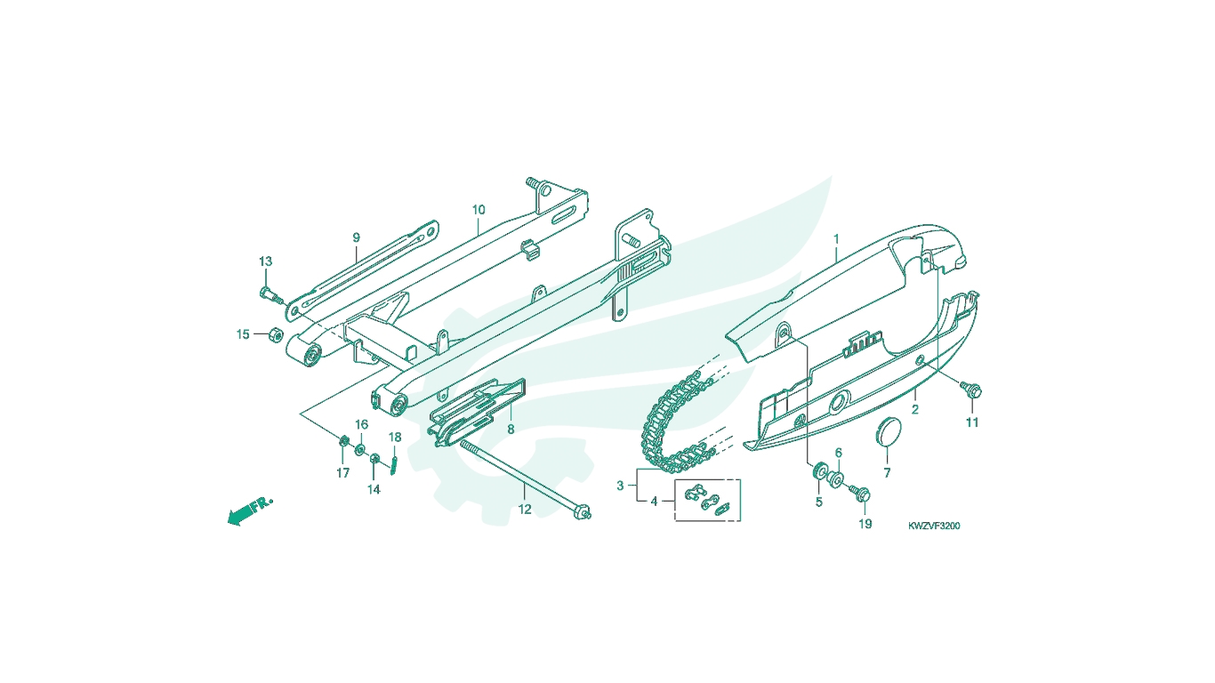 Sơ đồ phụ tùng Honda - BỘ PHỤ TÙNG F - 32 CATALOGUE CÀNG SAU - XÍCH - HỘP XÍCH HONDA WAVE RSX FI AT