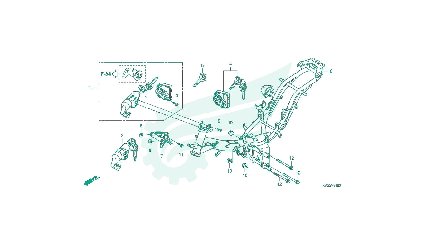 BỘ PHỤ TÙNG F - 39 CATALOGUE KHUNG XE - BỘ KHOÁ HONDA WAVE RSX FI AT