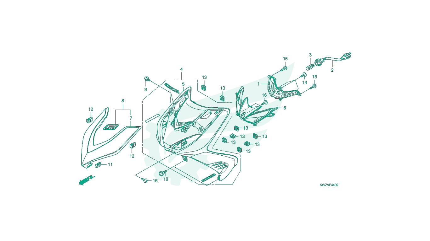 Sơ đồ phụ tùng Honda - BỘ PHỤ TÙNG F - 44 CATALOGUE DÀN NHỰA ĐẦU XE HONDA WAVE RSX FI AT