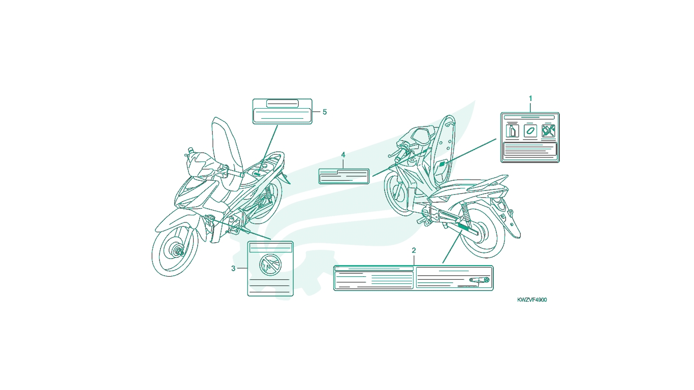BỘ PHỤ TÙNG F - 49 CATALOGUE TEM CẢNH BÁO HONDA WAVE RSX FI AT