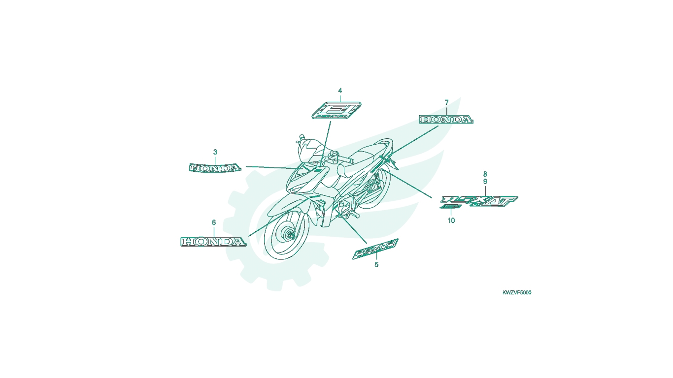 BỘ PHỤ TÙNG F - 50 CATALOGUE TEM LOGO XE HONDA WAVE RSX FI AT